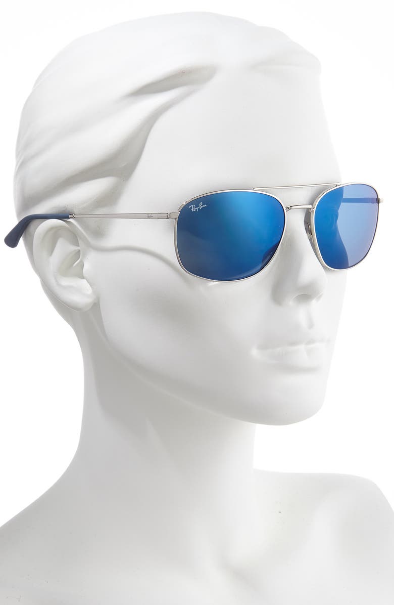 Ray-Ban 60mm Mirrored Aviator Sunglasses, Alternate, color, 