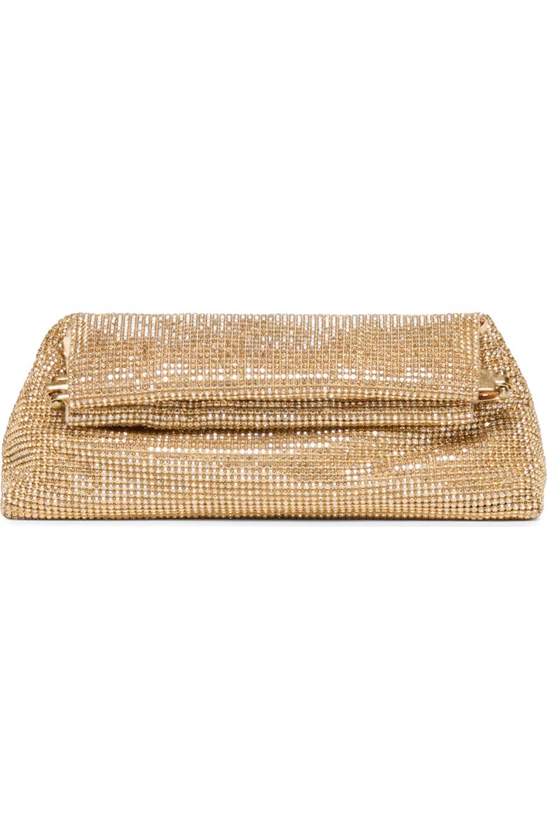 Dolce Vita Akila Crystal Mesh Foldover Clutch, Main, color, Gold