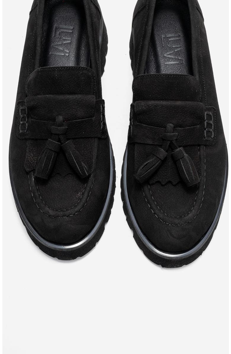 Forever & Always Shoes Poen Leather Tassel Loafer, Alternate, color, Black Suede Leather