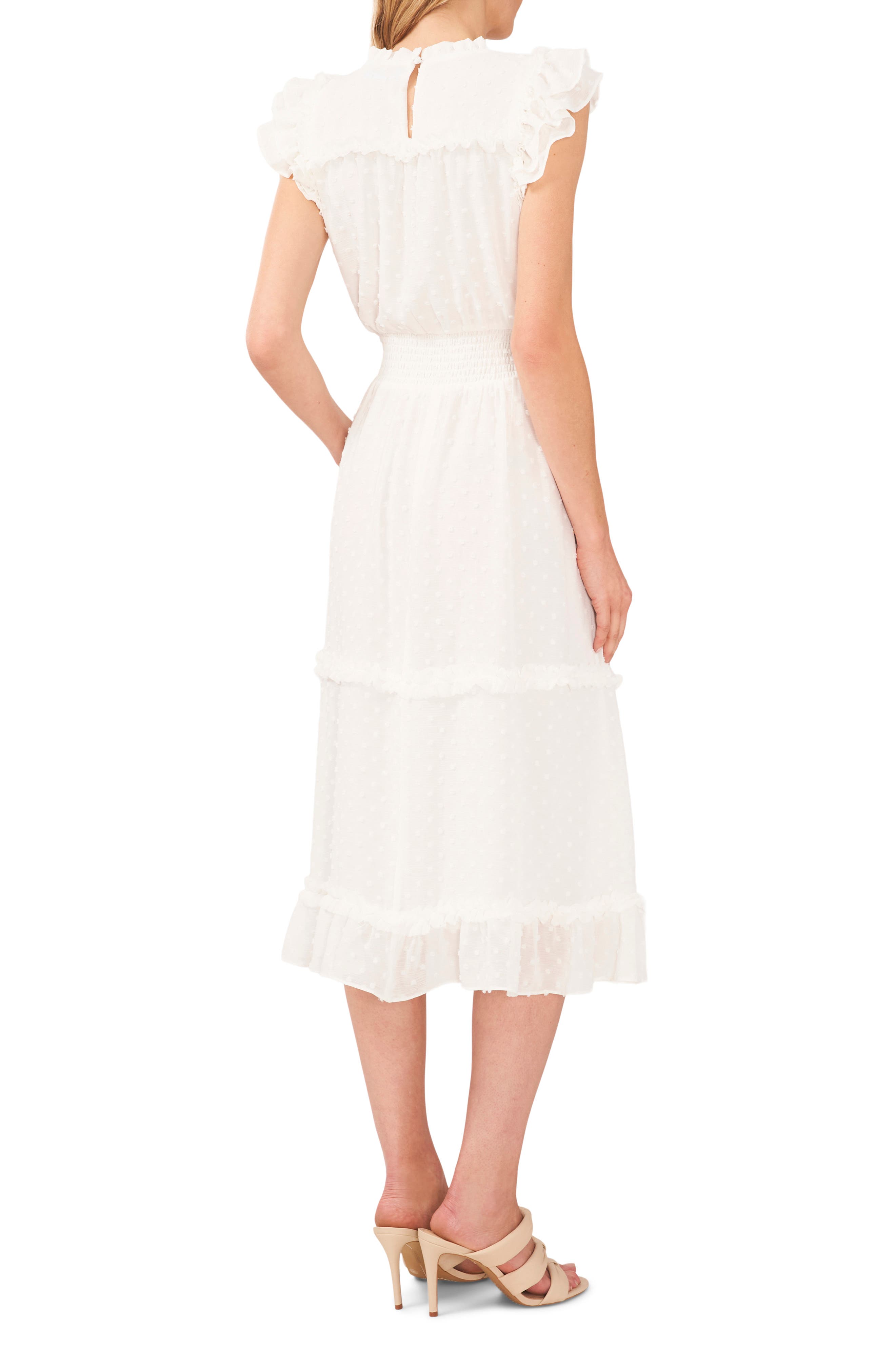 Clip Dot Flutter Sleeve Midi Dress - image 2