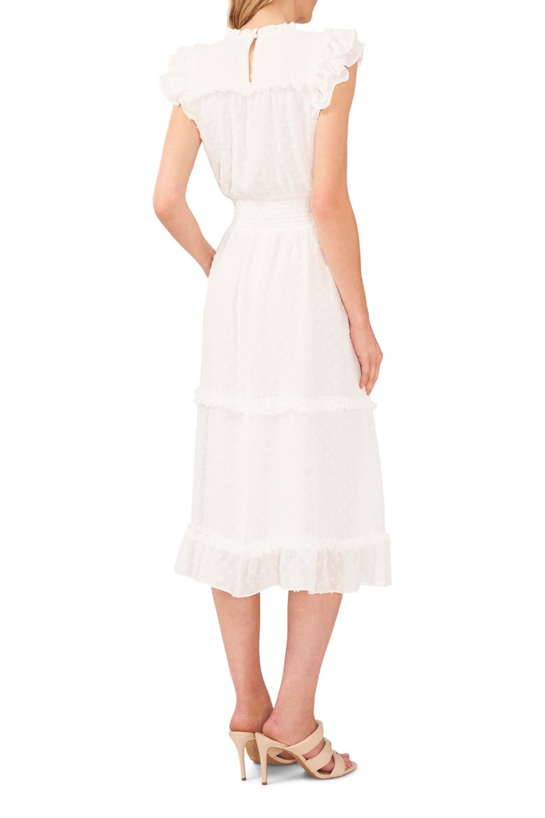 Clip Dot Flutter Sleeve Midi Dress, Alternate, color, SOFT ECRU