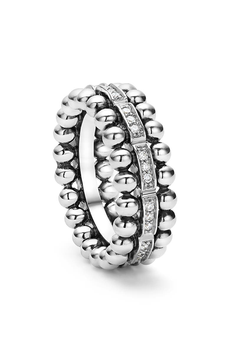 LAGOS Caviar Spark Diamond Band Ring, Alternate, color, Silver/ Diamond