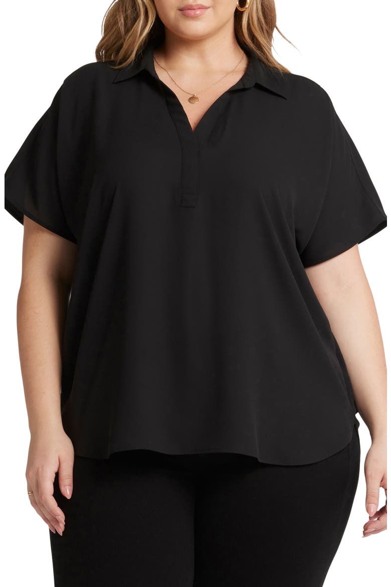 Becky Georgette Popover Top, Main, color, BLACK