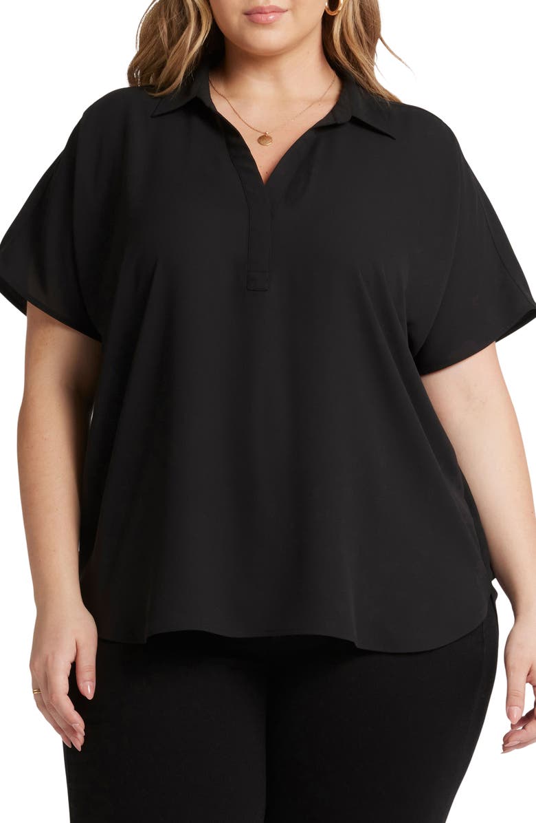 NYDJ Becky Georgette Popover Top, Main, color, Black