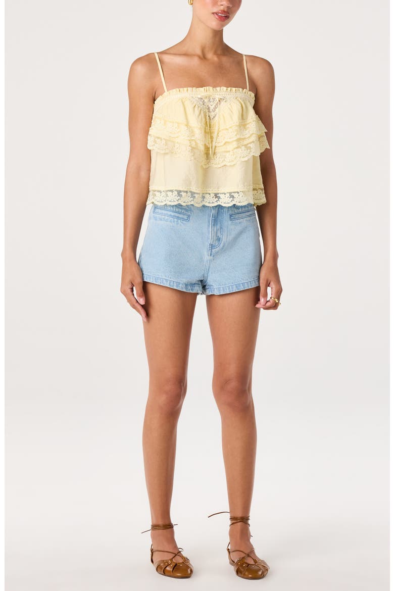 Jazlyn Lace Detail Tiered Top, Alternate, color, BUTTER YELLOW