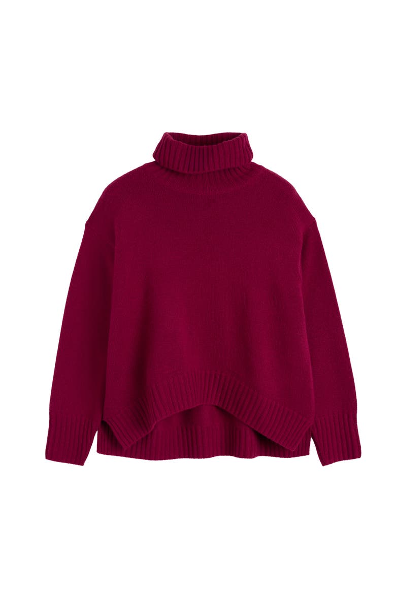 Pure Cashmere Relaxed Rollneck Sweater, Alternate, color, Cherry