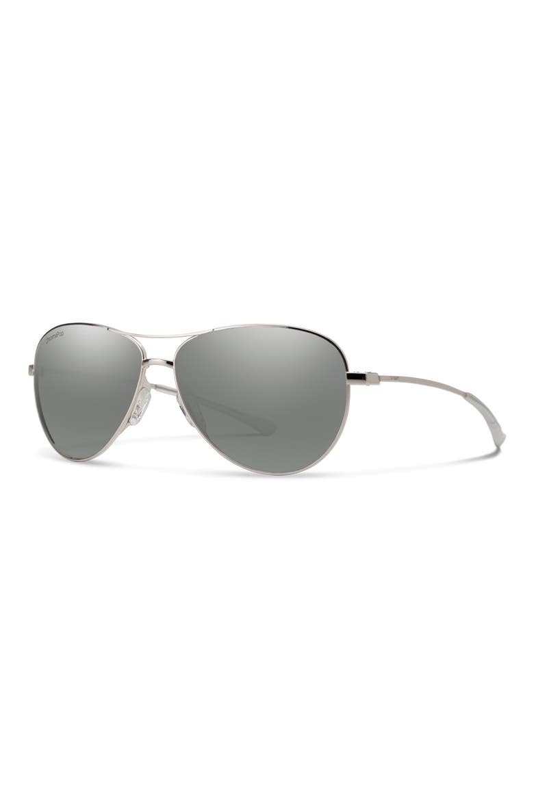 Langley 60mm ChromaPop™ Polarized Aviator Sunglasses, Alternate, color, SILVER / PLATINUM MIRROR