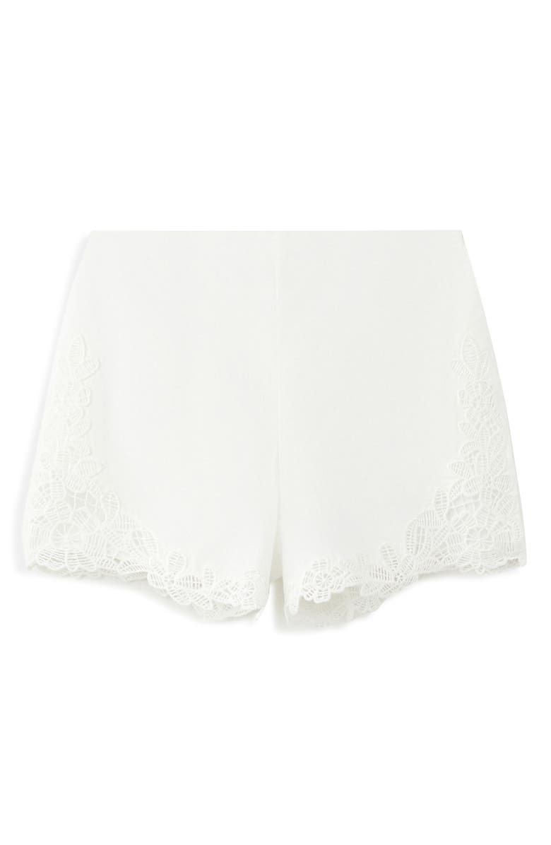 MANGO Embroidered Lace Shorts, Alternate, color, Off White