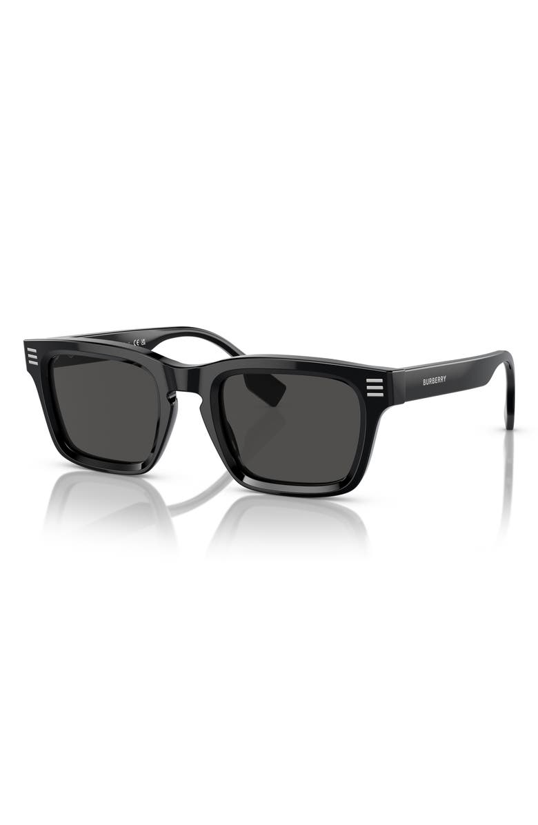 Burberry 51mm Rectangular Sunglasses, Alternate, color, Black