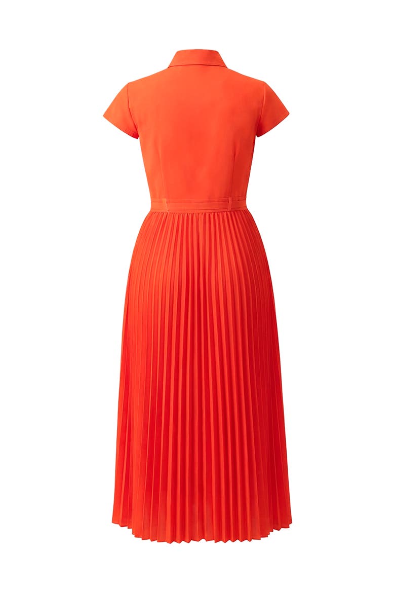 Short Sleeve Shirt Style Pleated Maxi-Dress, Alternate, color, Orange