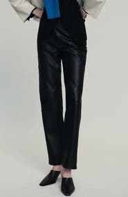 MANGO Straight Leg Leather Pants