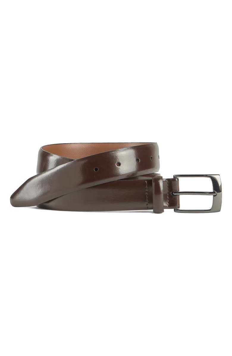 Johnston & Murphy Upton Leather Dress Belt, Main, color, Mahogany