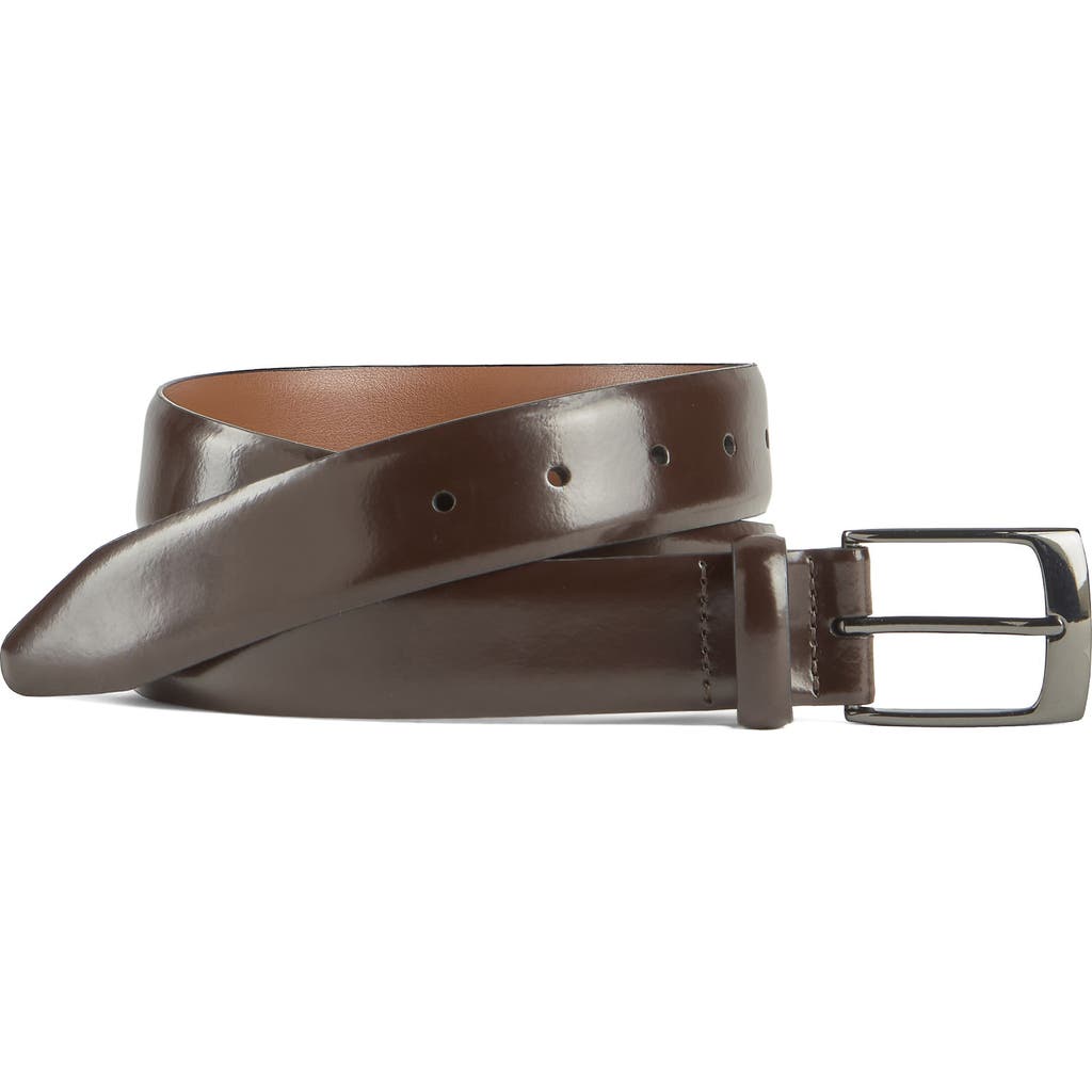 Johnston & Murphy Italian Feathered Edge Belt In Brown