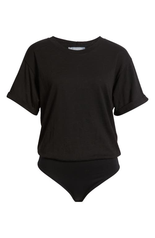 Wit & Wisdom Stretch Cotton Crewneck Bodysuit In Black