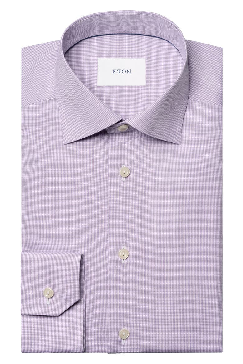 Slim Fit Purple Check Cotton Dobby Dress Shirt, Alternate, color, LIGHT PURPLE