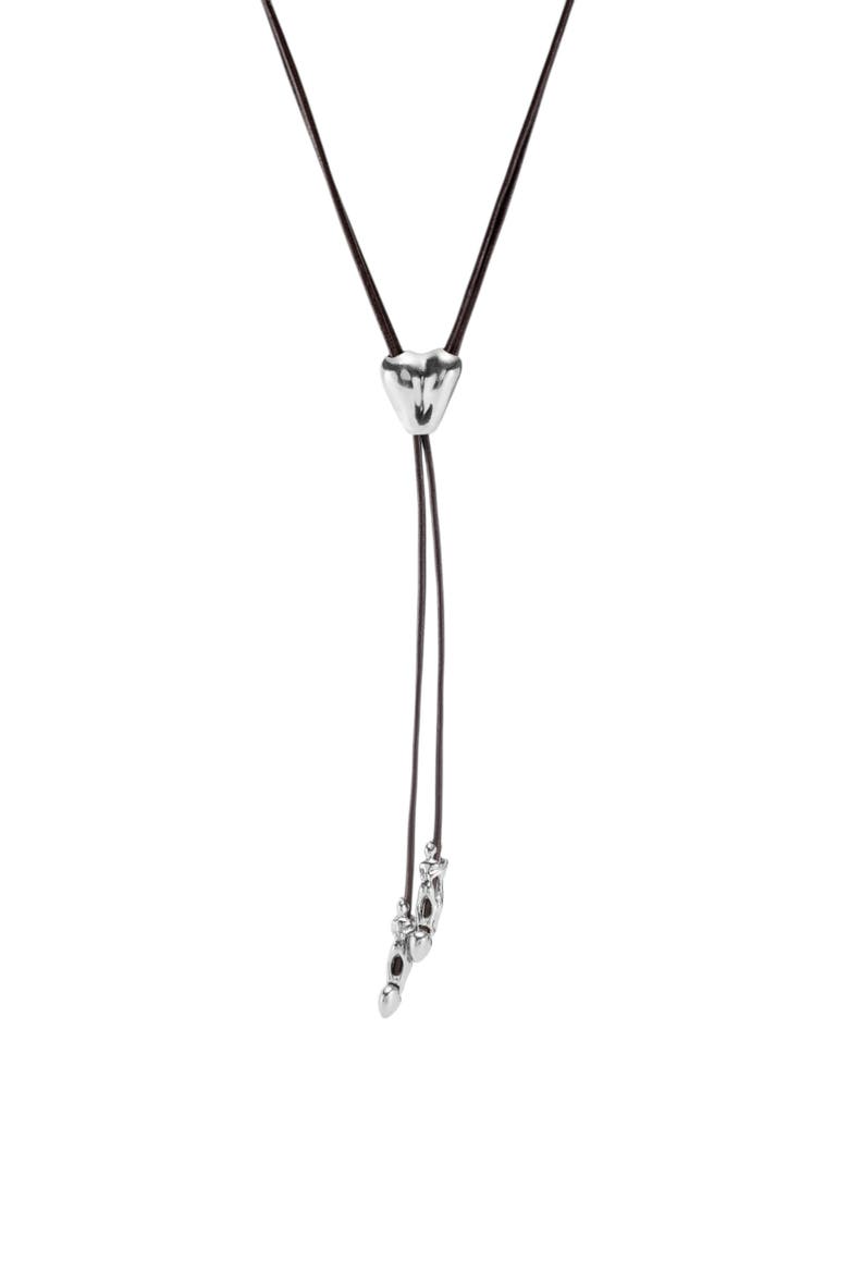 Heartline Leather Necklace, Alternate, color, Silver