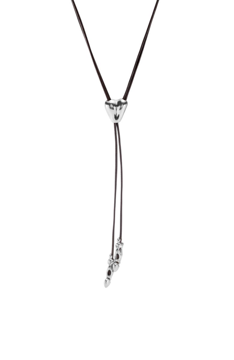 UNODE50 Heartline Leather Necklace, Alternate, color, Silver