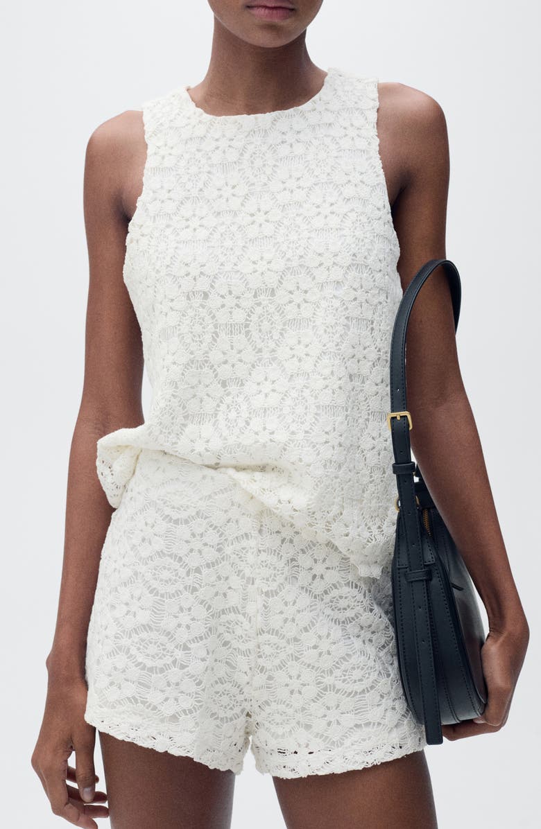 MANGO Lace Shorts, Alternate, color, Off White