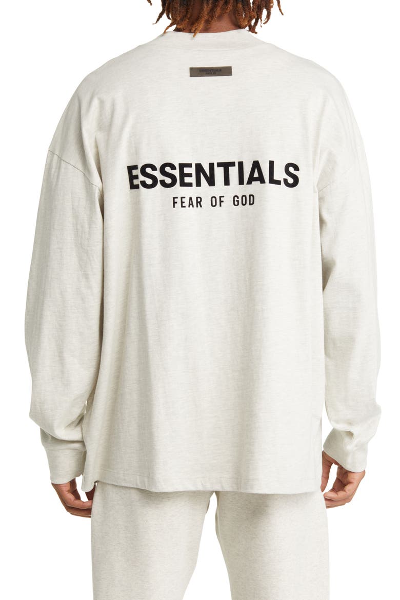 Essentials Logo Long Sleeve T-Shirt, Alternate, color, LIGHT OATMEAL