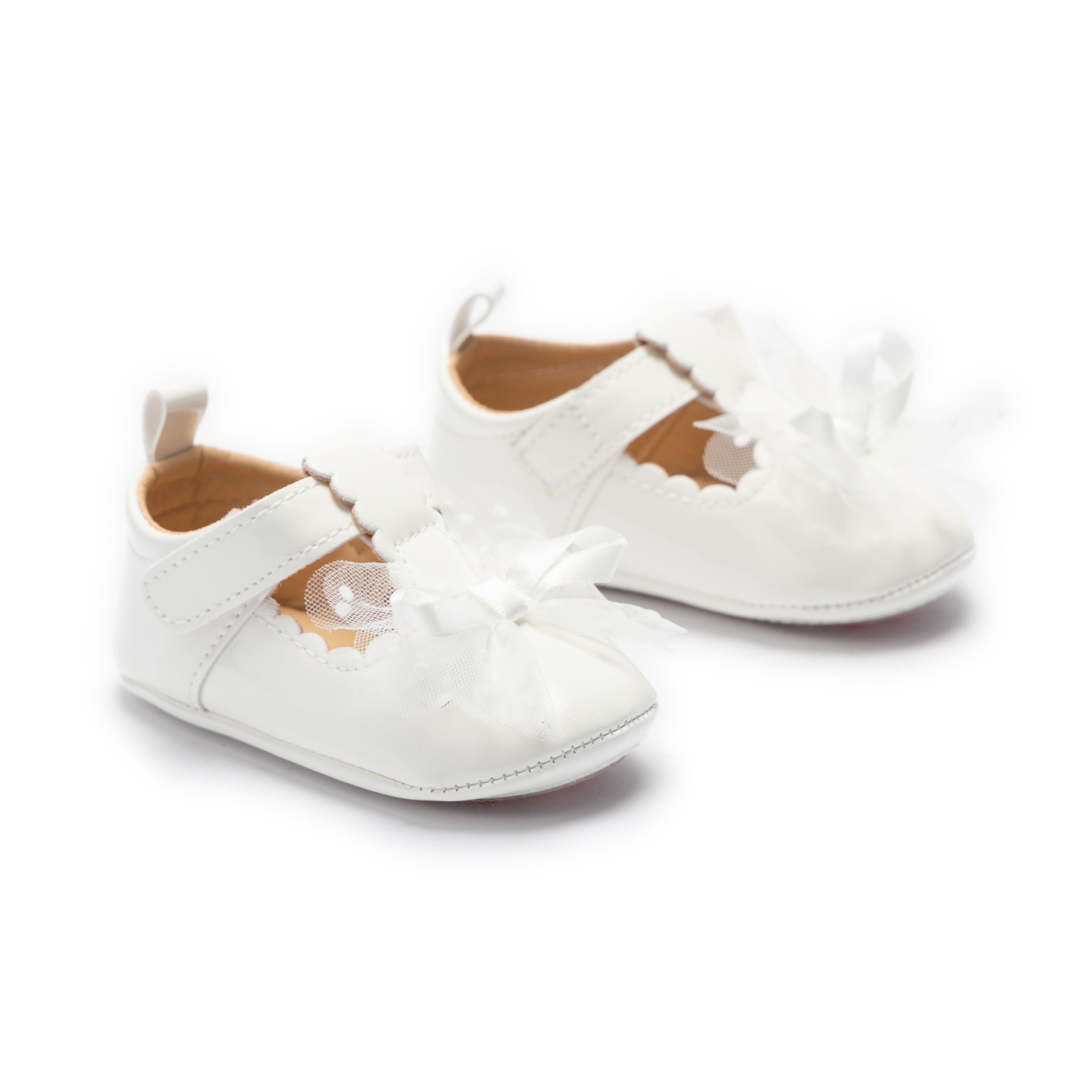 Tulleen Amaris Bow Baby Shoes, Alternate, color, White