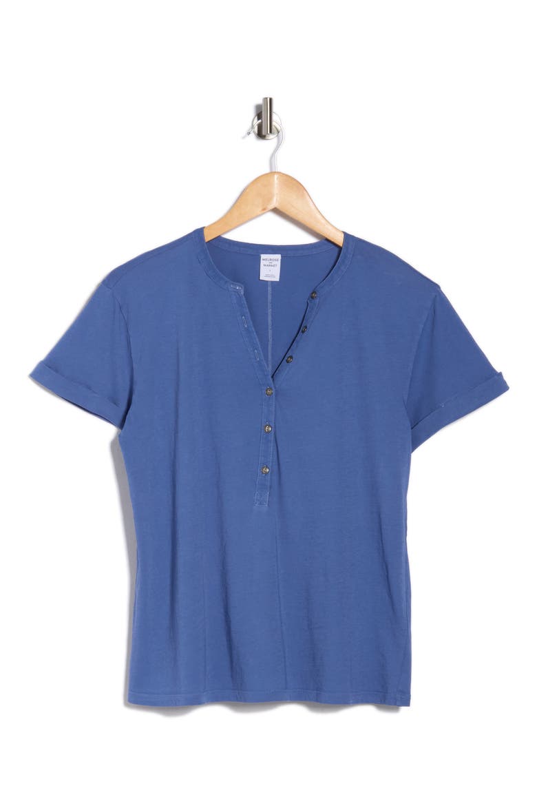 Washed Cotton Henley T-Shirt, Alternate, color, BLUE FJORD