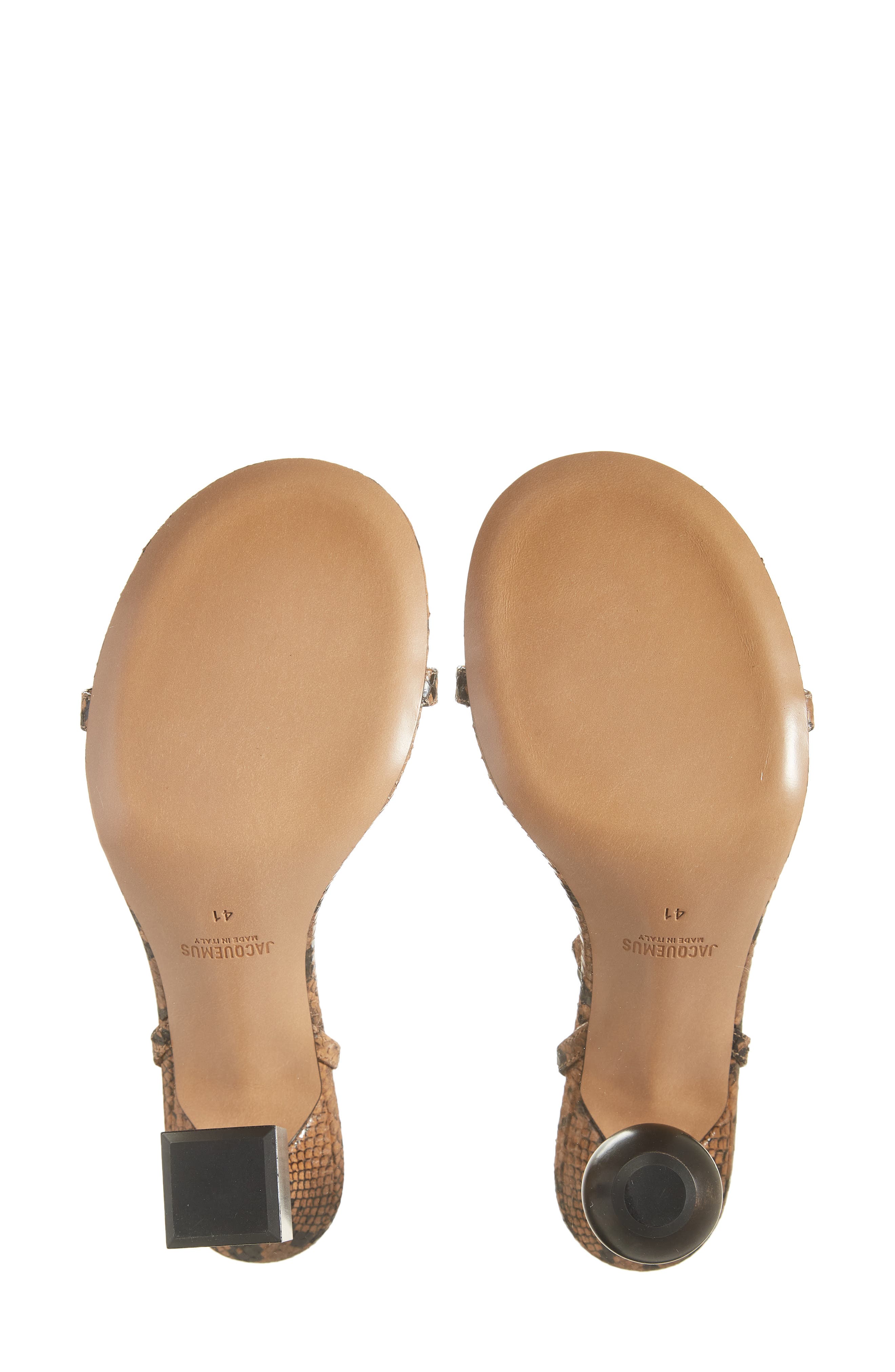 Jacquemus Les Sandales Bisou Mismatched Snakeskin Embossed Ankle Strap Sandal, Alternate, color, 