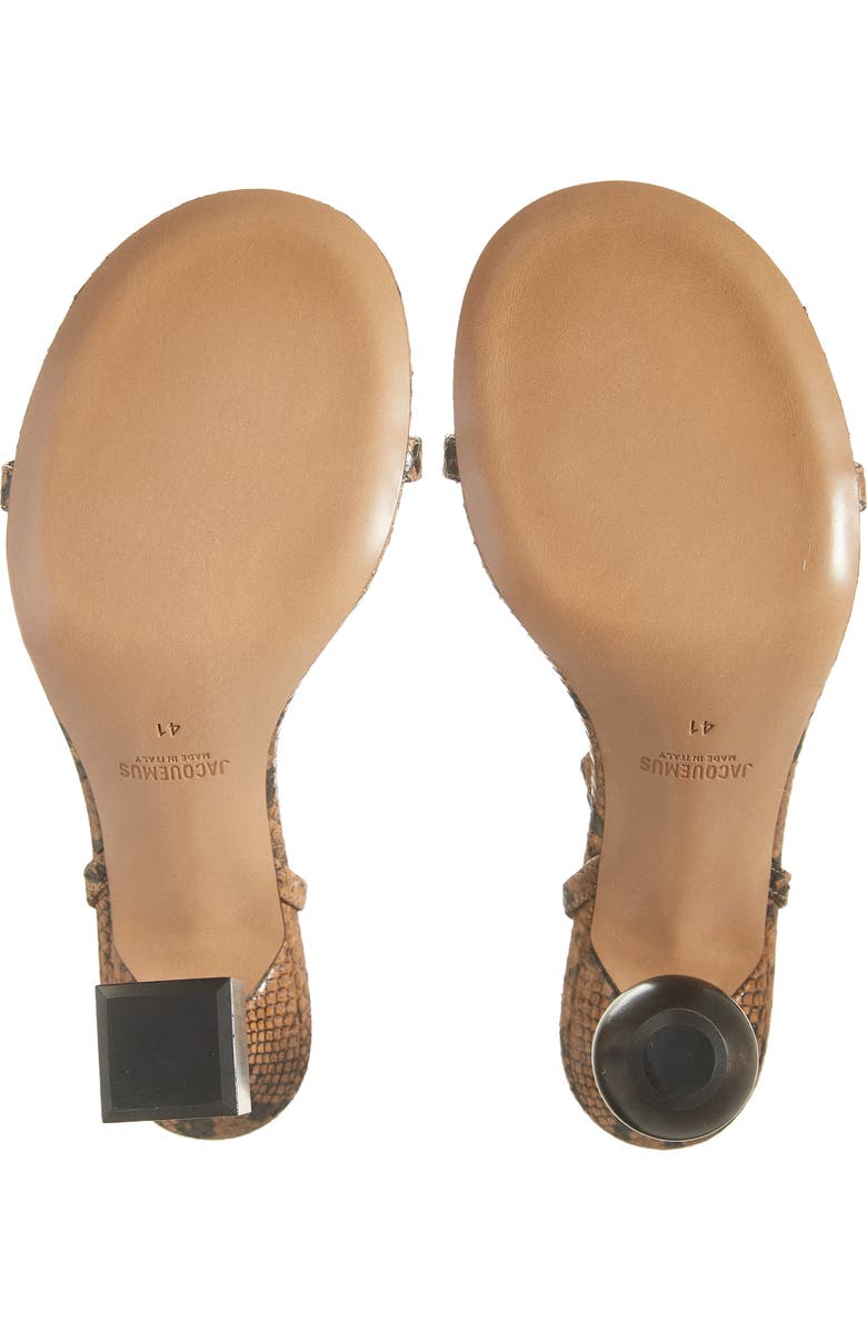 Jacquemus Les Sandales Bisou Mismatched Snakeskin Embossed Ankle Strap Sandal, Alternate, color,