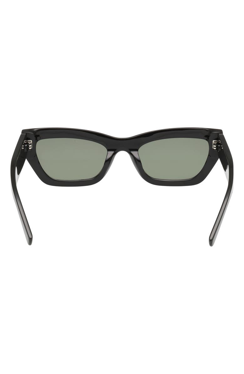 ABERCROMBIE & FITCH 52mm Cat Eye Sunglasses, Alternate, color, Shiny Black / Dark Green Lens