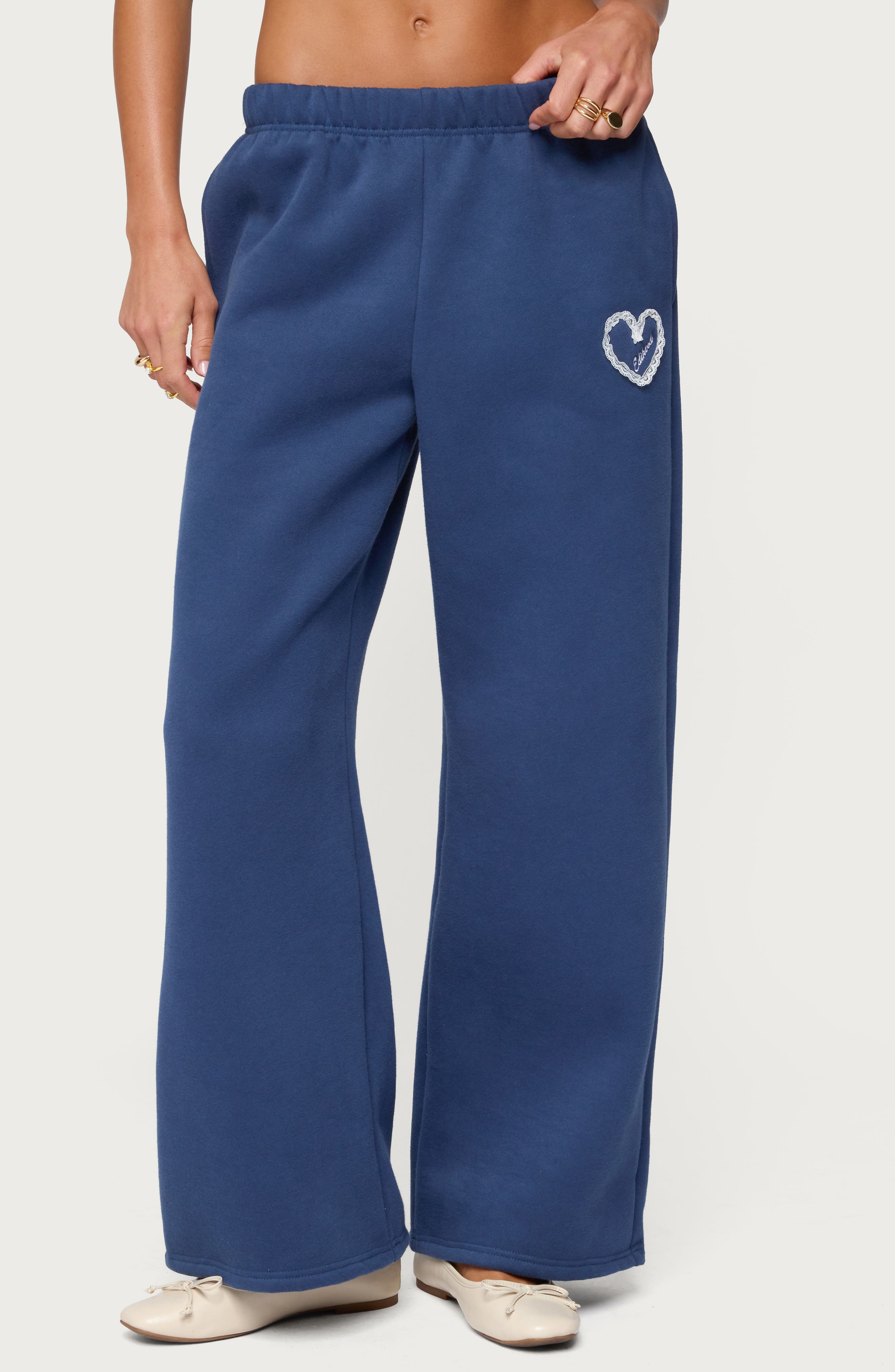 Edikted Wide Leg Sweatpants In Blue