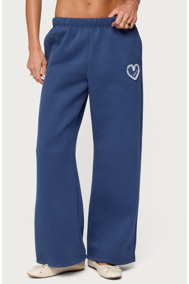 Love Edikted Wide Leg Sweatpants, Main, color, NAVY
