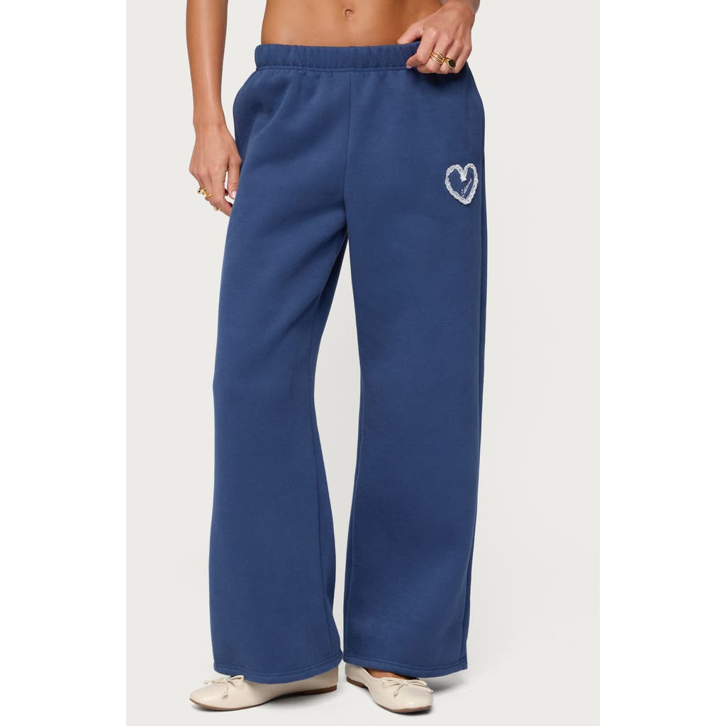 Edikted Wide Leg Sweatpants In Blue