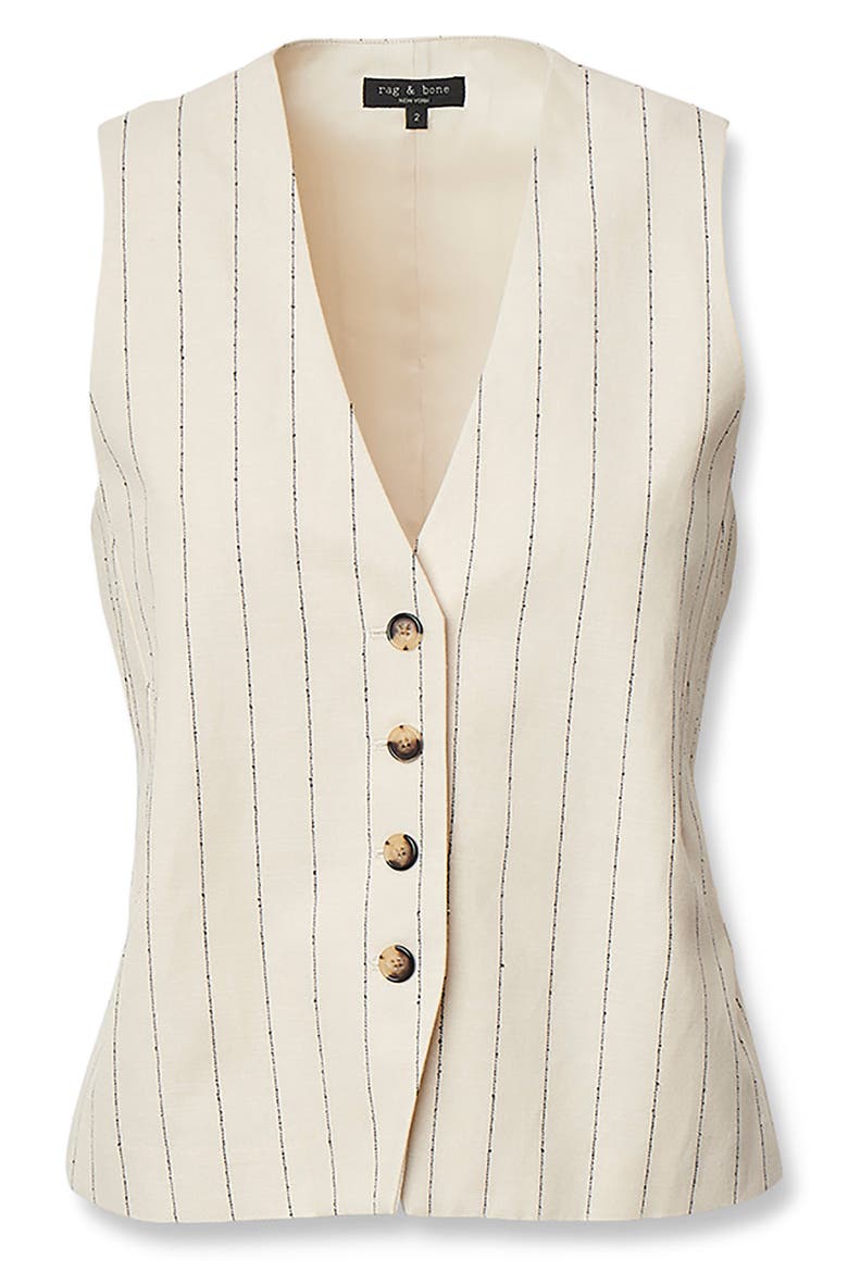 Paulette Tie Waist Stripe Vest, Alternate, color, WHITE STRIPE