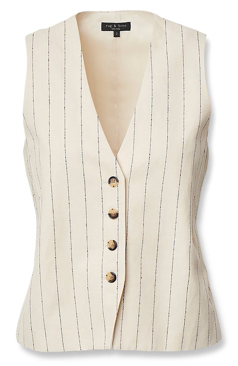 rag & bone Paulette Tie Waist Stripe Vest, Alternate, color, White Stripe