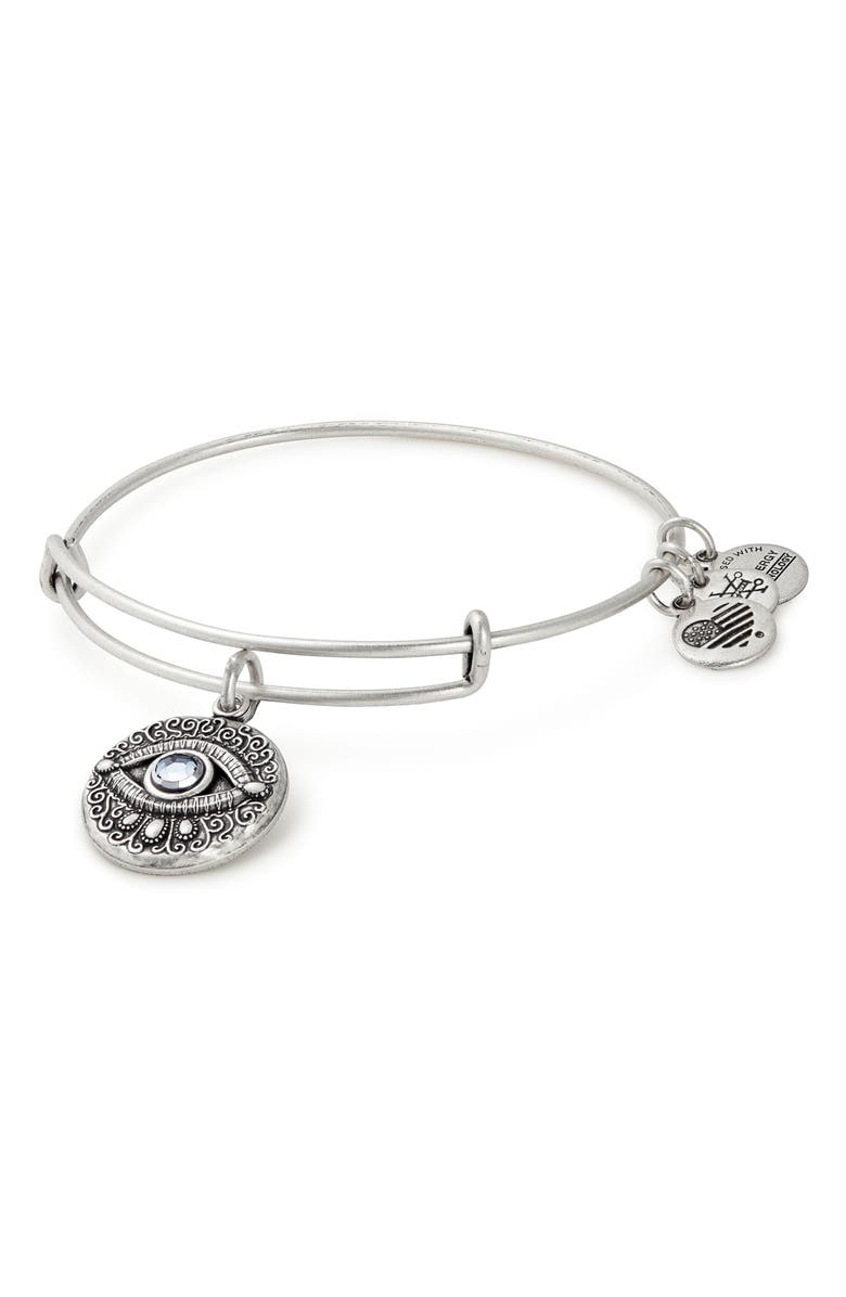 Alex and Ani Evil Eye Adjustable Wire Bangle, Main, color,