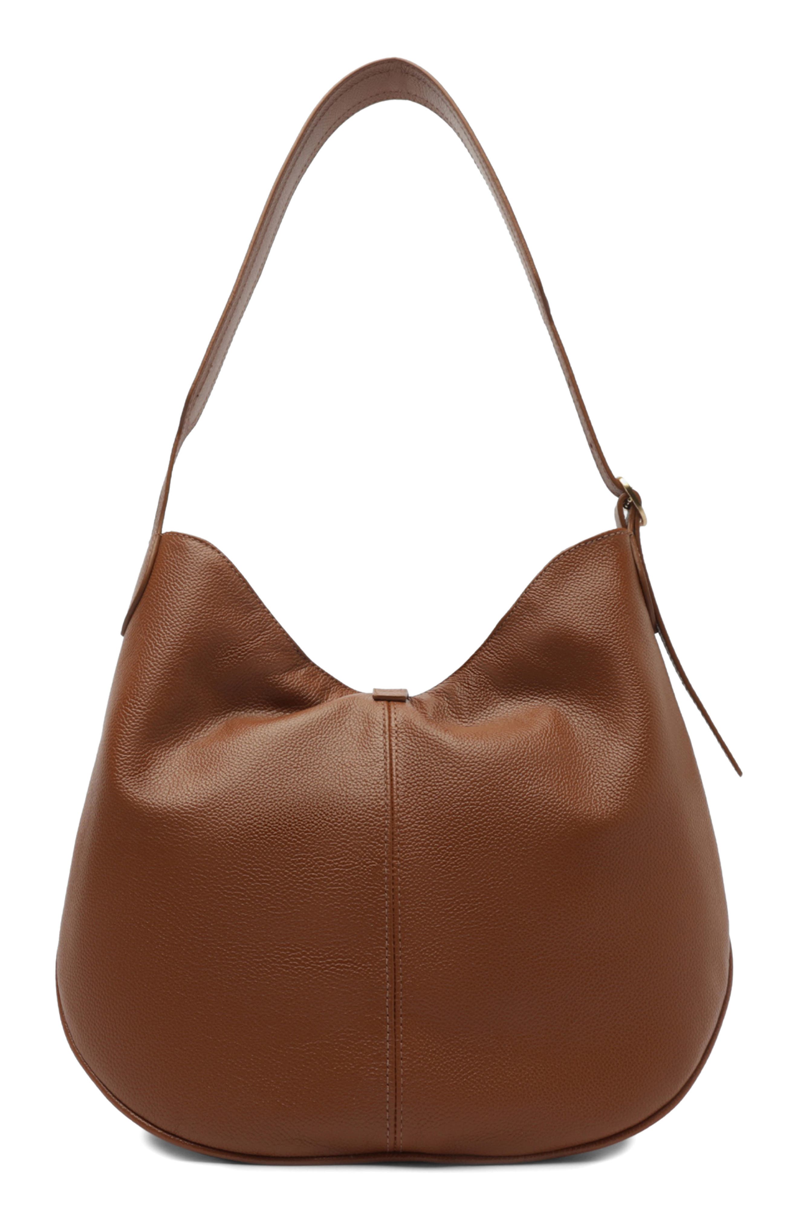Arezzo Large Sabrina Leather Hobo Bag, Alternate, color, Soul Natural