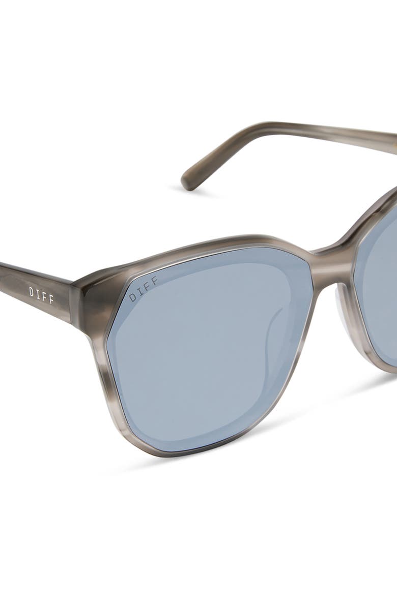 DIFF Gia 62mm Oversize Square Sunglasses, Alternate, color, Smoke Marble / Grey Silver