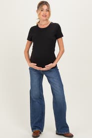 PinkBlush Dark Wash Wide Leg Maternity Jeans