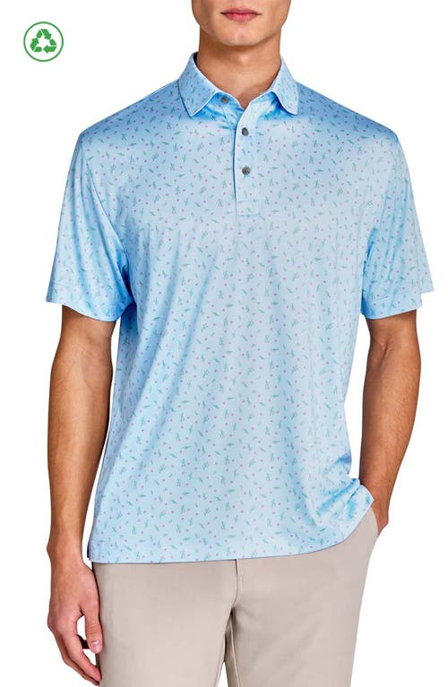 Construct Scattered Golf Ball & Cactus Polo In Lt Blue