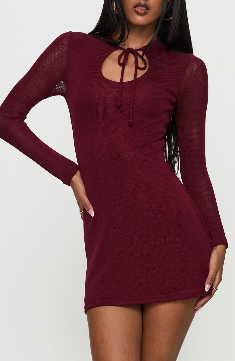 Princess Polly Primavera Long Sleeve Rib Body-Con Minidress, Alternate, color, 