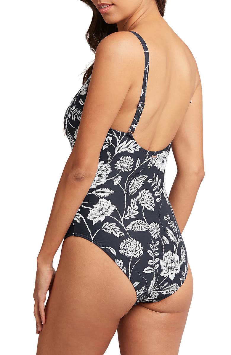 Sea Level Floral Print One-Piece Swimsuit, Alternate, color, 