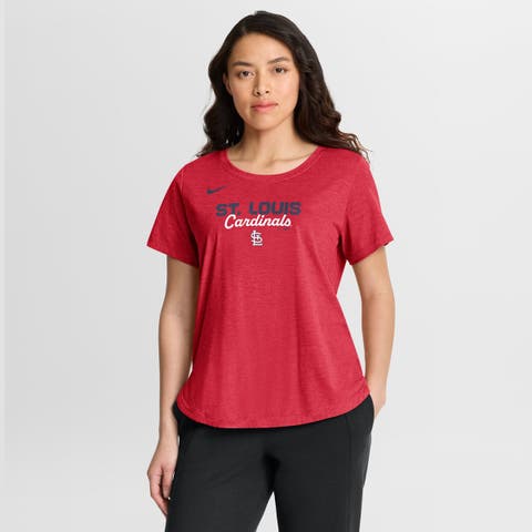 Women's Nike Heather Red St. Louis Cardinals Arched Tri-Blend T-Shirt