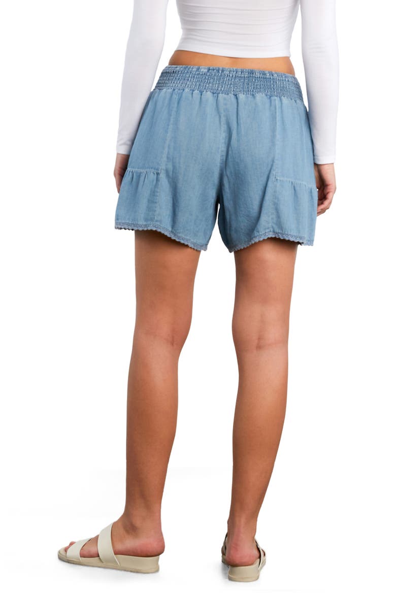 Carousel Flounce Hem Cotton Blend Shorts, Alternate, color, WASHED BLUE