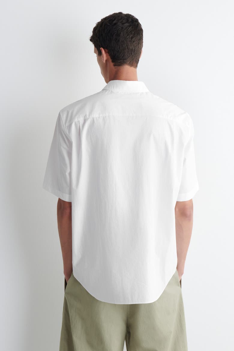Relaxed Cotton Short-sleeved Shirt, Alternate, color, WHITE