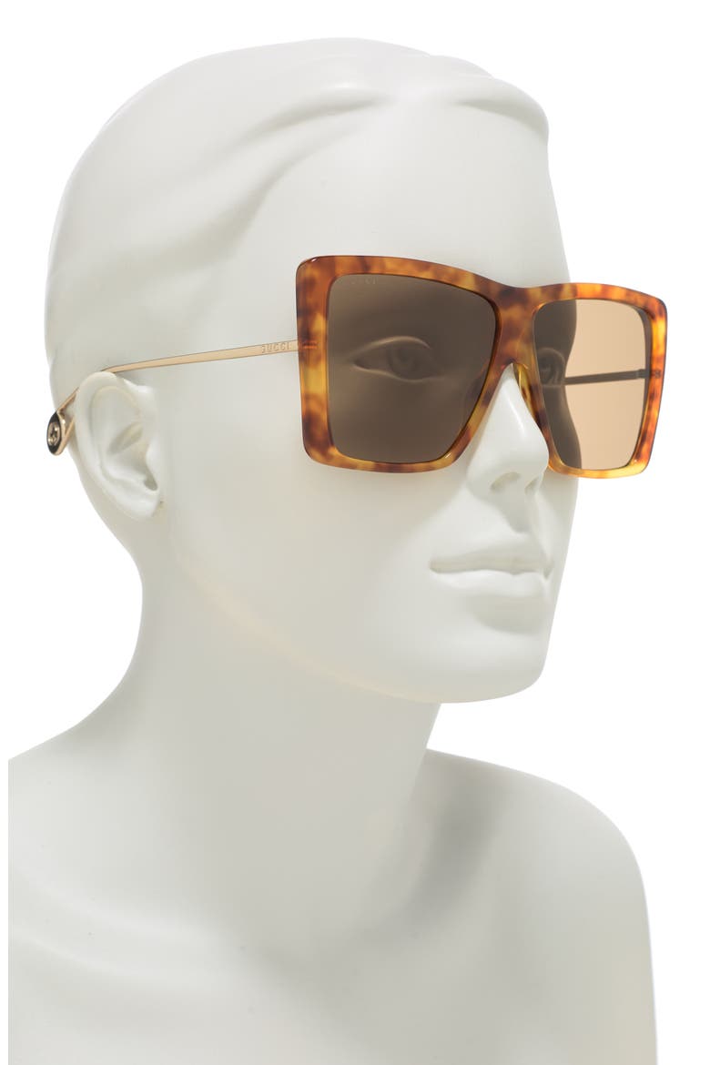 61mm Retro Square Sunglasses, Alternate, color, HAVANA GOLD BROWN