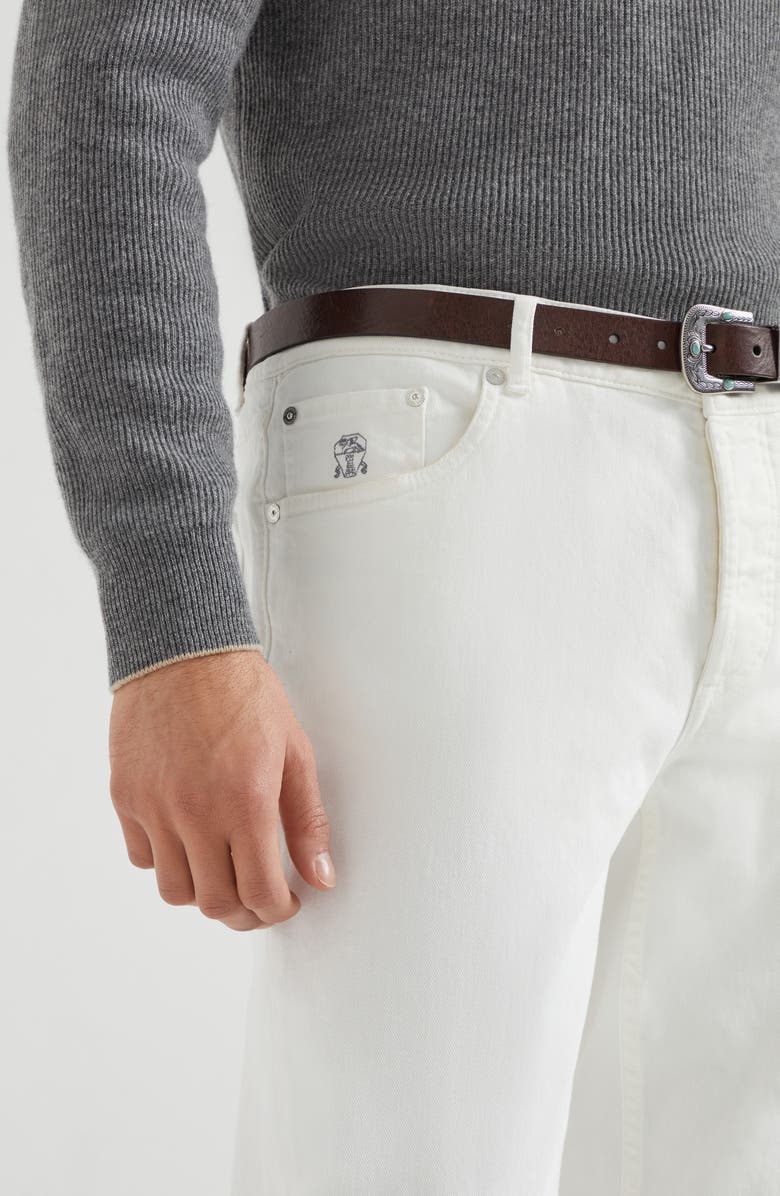 Brunello Cucinelli Comfort denim trousers, Alternate, color, Snow