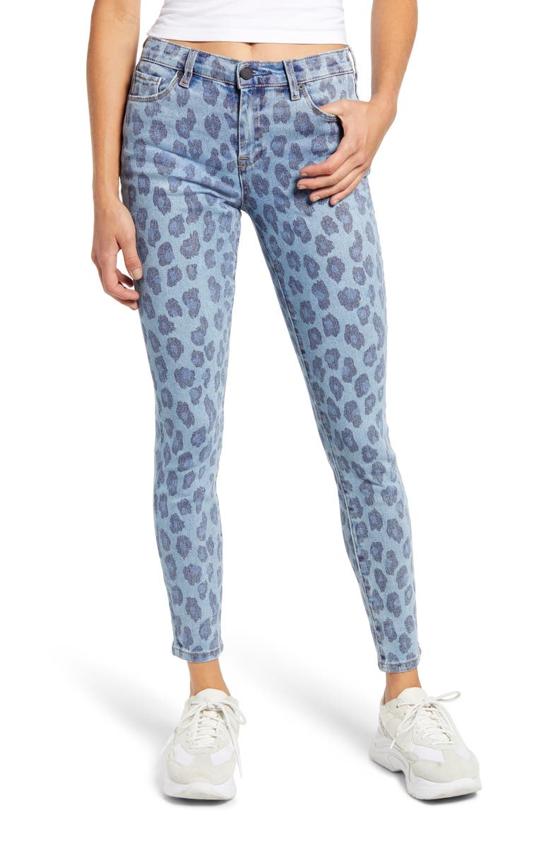 BLANKNYC The Bond Leopard Print Ankle Skinny Jeans, Main, color, 
