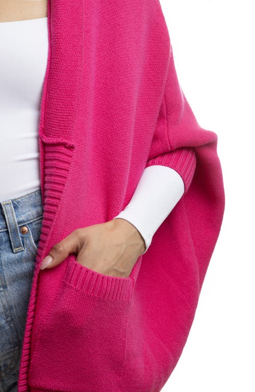 Saachi Oversize Ribbed Knit Cardigan In Fuschia