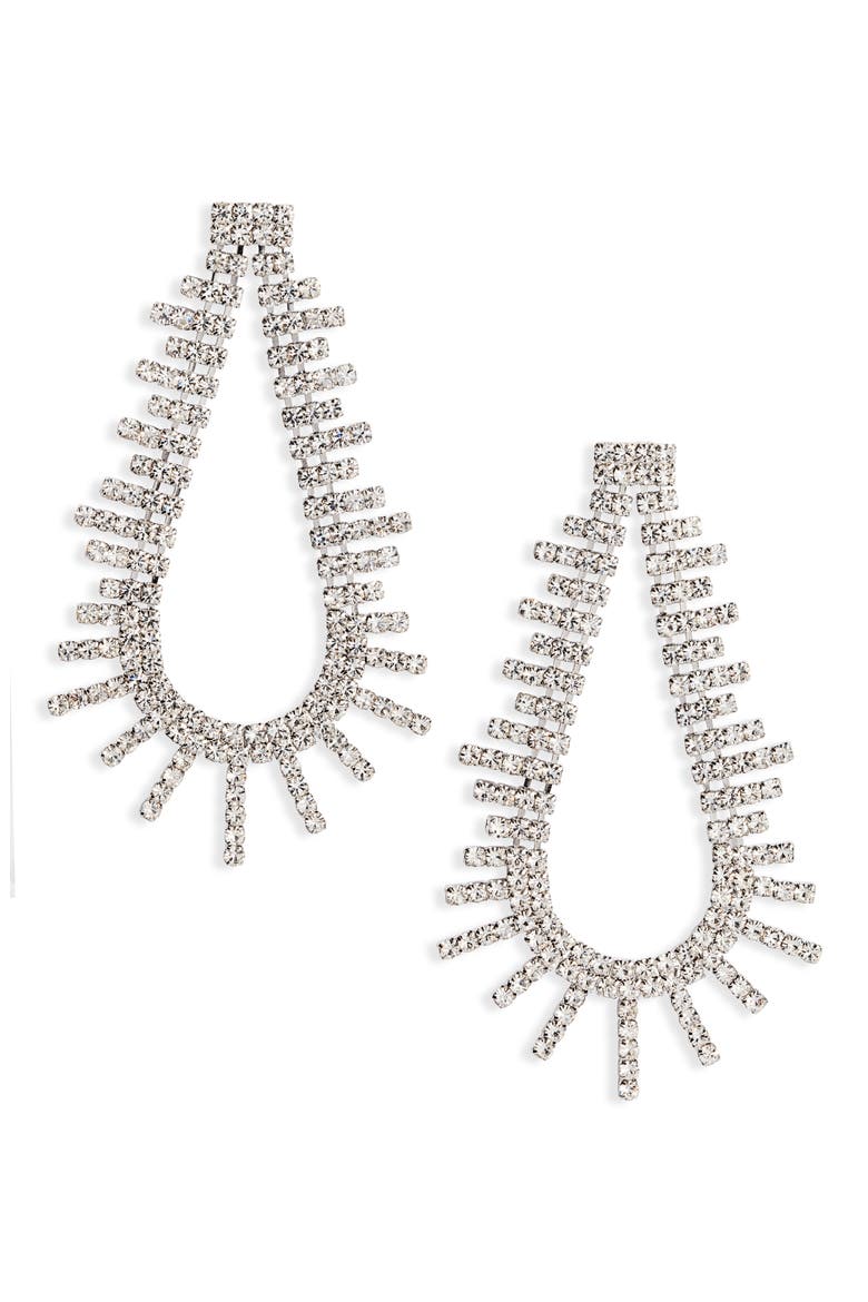 Crystal Open Teardrop Earrings, Main, color, CRYSTAL/ SILVER