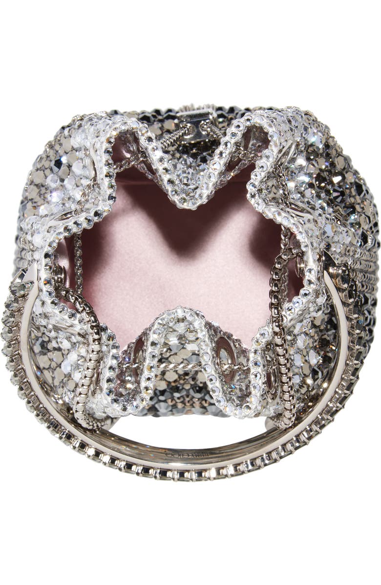 Jimmy Choo Bon Bon Crystal Embellished Top Handle Pouch, Alternate, color, Black/ Smoke