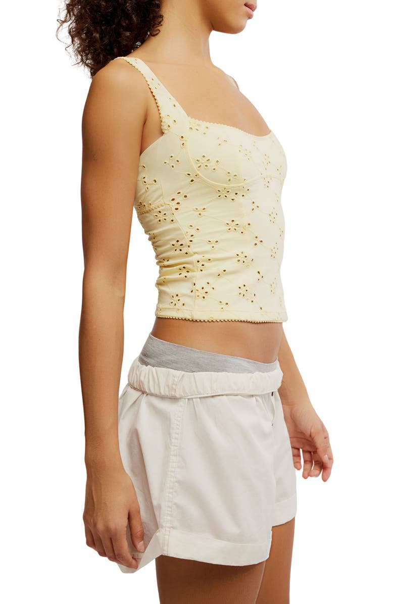 Free People Full Bloom Eyelet Knit Camisole, Alternate, color, Banana Cream